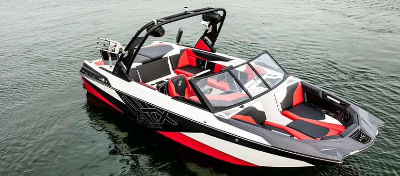 An ATX boat in the water