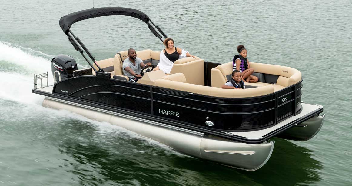 Group of people on a Harris pontoon
