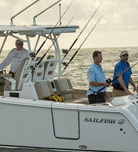 Men fishing on a Sailfish boat