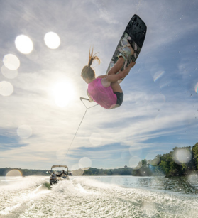 Wakesurfer flip behind Heyday