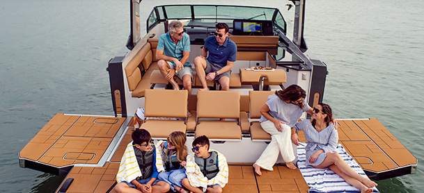 Family relaxing on an Aviara yacht