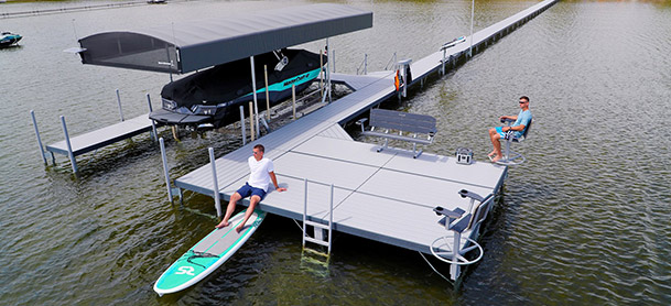 Boat lift on a dock