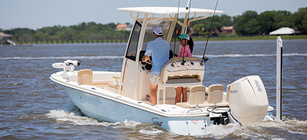 couple fishing on a Scout Boat