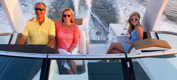 Family crusing on a boat 