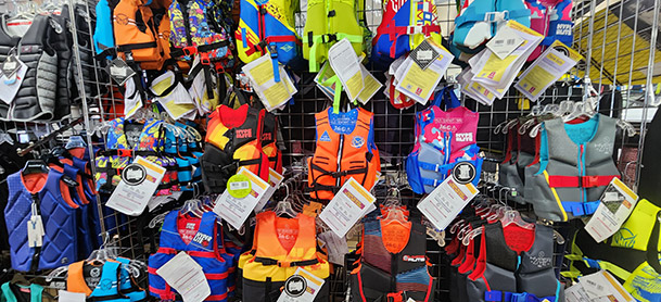 Life Jackets hanging up at a ProShop