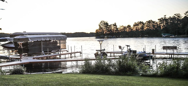 Custom pier on a lake