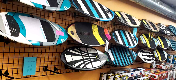 skim boards in the pro shop