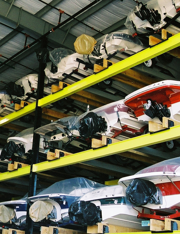 Boats in a drystack storage